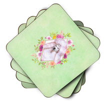 Load image into Gallery viewer, Standard White Poodle Green Flowers Coasters - Set of 4 Lightweight Foam, Absorbent Drink Coasters  CK4331FC
