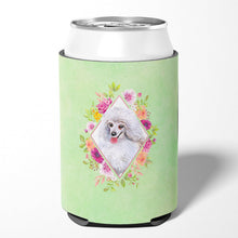 Load image into Gallery viewer, White Mini Poodle Green Flowers Can or Bottle Hugger CK4332CC