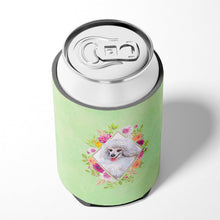 Load image into Gallery viewer, White Mini Poodle Green Flowers Can or Bottle Hugger CK4332CC