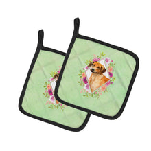 Load image into Gallery viewer, Rhodesian Ridgeback Green Flowers Pot Holders - Set of 2 - Heat-Resistant Kitchen Essentials CK4335PTHD