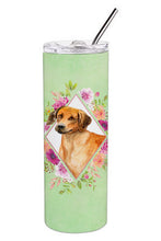 Load image into Gallery viewer, Rhodesian Ridgeback Green Flowers Double Walled Stainless Steel 20 oz Skinny Tumbler CK4335TBL20