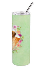 Load image into Gallery viewer, Rhodesian Ridgeback Green Flowers Double Walled Stainless Steel 20 oz Skinny Tumbler CK4335TBL20