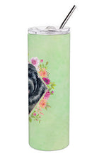 Load image into Gallery viewer, Russian Black Terrier Green Flowers Double Walled Stainless Steel 20 oz Skinny Tumbler CK4336TBL20