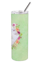 Load image into Gallery viewer, Samoyed Green Flowers Double Walled Stainless Steel 20 oz Skinny Tumbler CK4337TBL20