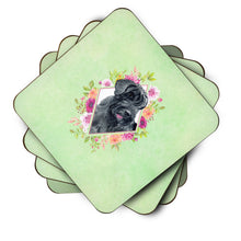 Load image into Gallery viewer, Giant Schnauzer Green Flowers Coasters - Set of 4 Lightweight Foam, Absorbent Drink Coasters  CK4338FC