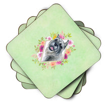 Load image into Gallery viewer, Schnauzer Green Flowers Coasters - Set of 4 Lightweight Foam, Absorbent Drink Coasters  CK4339FC