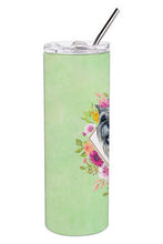 Load image into Gallery viewer, Schnauzer Green Flowers Double Walled Stainless Steel 20 oz Skinny Tumbler CK4339TBL20