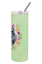 Load image into Gallery viewer, Schnauzer Green Flowers Double Walled Stainless Steel 20 oz Skinny Tumbler CK4339TBL20