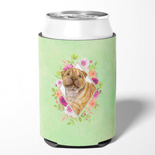 Load image into Gallery viewer, Shar Pei Green Flowers Can or Bottle Hugger CK4341CC
