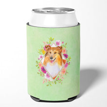 Load image into Gallery viewer, Sheltie Shetland Sheepdog Green Flowers Can or Bottle Hugger CK4342CC