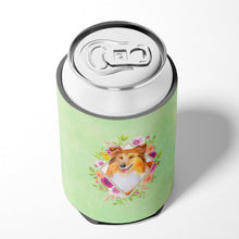 Load image into Gallery viewer, Sheltie Shetland Sheepdog Green Flowers Can or Bottle Hugger CK4342CC