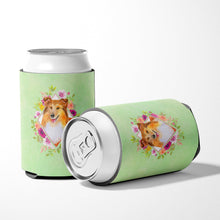 Load image into Gallery viewer, Sheltie Shetland Sheepdog Green Flowers Can or Bottle Hugger CK4342CC