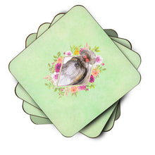 Load image into Gallery viewer, Shih Tzu Green Flowers Coasters - Set of 4 Lightweight Foam, Absorbent Drink Coasters  CK4344FC