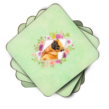 Load image into Gallery viewer, Brabant Griffon Green Flowers Coasters - Set of 4 Lightweight Foam, Absorbent Drink Coasters  CK4345FC