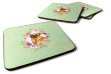 Load image into Gallery viewer, Brabant Griffon Green Flowers Coasters - Set of 4 Lightweight Foam, Absorbent Drink Coasters  CK4345FC