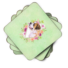 Load image into Gallery viewer, Saint Bernard #1 Green Flowers Coasters - Set of 4 Lightweight Foam, Absorbent Drink Coasters  CK4346FC