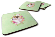 Load image into Gallery viewer, Saint Bernard #1 Green Flowers Coasters - Set of 4 Lightweight Foam, Absorbent Drink Coasters  CK4346FC