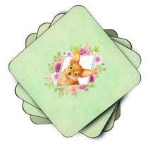 Load image into Gallery viewer, Toy Terrier Green Flowers Coasters - Set of 4 Lightweight Foam, Absorbent Drink Coasters  CK4350FC