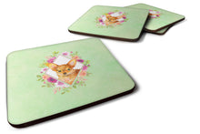 Load image into Gallery viewer, Toy Terrier Green Flowers Coasters - Set of 4 Lightweight Foam, Absorbent Drink Coasters  CK4350FC
