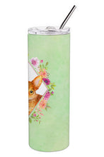 Load image into Gallery viewer, Toy Terrier Green Flowers Double Walled Stainless Steel 20 oz Skinny Tumbler CK4350TBL20