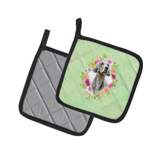Load image into Gallery viewer, Weimaraner Green Flowers Pot Holders - Set of 2 - Heat-Resistant Kitchen Essentials CK4351PTHD