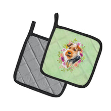 Load image into Gallery viewer, Welsh Terrier Green Flowers Pot Holders - Set of 2 - Heat-Resistant Kitchen Essentials CK4352PTHD