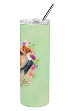 Load image into Gallery viewer, Welsh Terrier Green Flowers Double Walled Stainless Steel 20 oz Skinny Tumbler CK4352TBL20