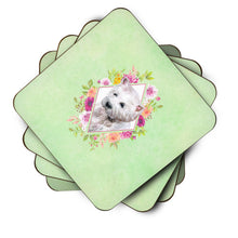 Load image into Gallery viewer, West Highland White Terrier Green Flowers Coasters - Set of 4 Lightweight Foam, Absorbent Drink Coasters  CK4353FC