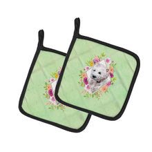 Load image into Gallery viewer, West Highland White Terrier Green Flowers Pot Holders - Set of 2 - Heat-Resistant Kitchen Essentials CK4353PTHD