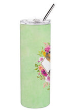 Load image into Gallery viewer, Black Miniature Pinscher Green Flowers Double Walled Stainless Steel 20 oz Skinny Tumbler CK4356TBL20