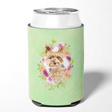 Load image into Gallery viewer, Yorkie Green Flowers Can or Bottle Hugger CK4357CC