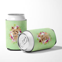 Load image into Gallery viewer, Yorkie Green Flowers Can or Bottle Hugger CK4357CC