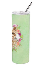 Load image into Gallery viewer, Yorkie Green Flowers Double Walled Stainless Steel 20 oz Skinny Tumbler CK4357TBL20