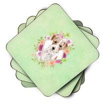 Load image into Gallery viewer, Jack Russell Terrier Green Flowers Coasters - Set of 4 Lightweight Foam, Absorbent Drink Coasters  CK4358FC