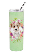 Load image into Gallery viewer, Jack Russell Terrier Green Flowers Double Walled Stainless Steel 20 oz Skinny Tumbler CK4358TBL20