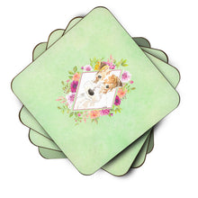 Load image into Gallery viewer, Fox Terrier Green Flowers Coasters - Set of 4 Lightweight Foam, Absorbent Drink Coasters  CK4359FC