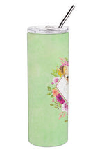 Load image into Gallery viewer, Fox Terrier Green Flowers Double Walled Stainless Steel 20 oz Skinny Tumbler CK4359TBL20