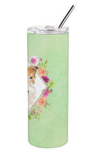 Load image into Gallery viewer, Fox Terrier Green Flowers Double Walled Stainless Steel 20 oz Skinny Tumbler CK4359TBL20
