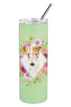 Load image into Gallery viewer, Fox Terrier Green Flowers Double Walled Stainless Steel 20 oz Skinny Tumbler CK4359TBL20