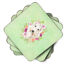 Load image into Gallery viewer, Wheaten Terrier Green Flowers Coasters - Set of 4 Lightweight Foam, Absorbent Drink Coasters  CK4362FC