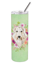 Load image into Gallery viewer, Wheaten Terrier Green Flowers Double Walled Stainless Steel 20 oz Skinny Tumbler CK4362TBL20