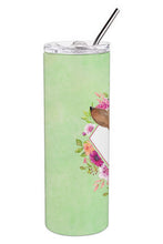 Load image into Gallery viewer, Dachshund Green Flowers Double Walled Stainless Steel 20 oz Skinny Tumbler CK4367TBL20