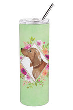 Load image into Gallery viewer, Dachshund Green Flowers Double Walled Stainless Steel 20 oz Skinny Tumbler CK4367TBL20