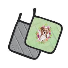 Load image into Gallery viewer, Staffie Bull Terrier Green Flowers Pot Holders - Set of 2 - Heat-Resistant Kitchen Essentials CK4368PTHD
