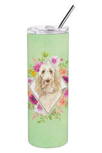 Load image into Gallery viewer, Spinone Italiano Green Flowers Double Walled Stainless Steel 20 oz Skinny Tumbler CK4369TBL20