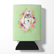 Load image into Gallery viewer, Siberian Husky Green Flowers Can or Bottle Hugger CK4370CC
