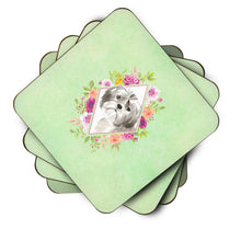 Load image into Gallery viewer, Shih Tzu Puppy Green Flowers Coasters - Set of 4 Lightweight Foam, Absorbent Drink Coasters  CK4371FC
