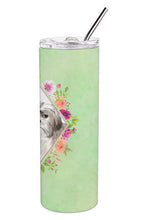 Load image into Gallery viewer, Shih Tzu Puppy Green Flowers Double Walled Stainless Steel 20 oz Skinny Tumbler CK4371TBL20