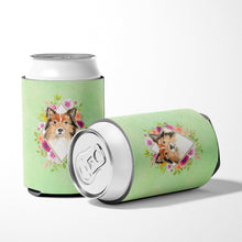 Load image into Gallery viewer, Sheltie Green Flowers Can or Bottle Hugger CK4373CC