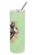 Load image into Gallery viewer, Scottish Terrier Green Flowers Double Walled Stainless Steel 20 oz Skinny Tumbler CK4374TBL20